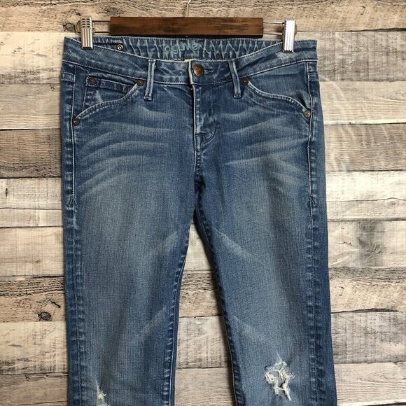 Agave Nectar "Paraiso" Slim Straight Stretch Jeans Sz 27 Light wash Distressed - Picture 3 of 11